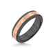 6MM Black Tungsten Carbide Ring - Bevel Diagonal Cut 14K Rose Gold Insert with Round Edge