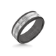 8MM Black Tungsten Carbide Ring - Center Milgrain 14K White Gold Insert with Round Edge