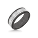 8MM Black Tungsten Carbide Ring - Double Engraved 14K White Gold Insert with Round Edge