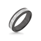 6MM Black Tungsten Carbide Ring - Linear 14K White Gold Insert with Round Edge