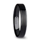 OLIVIA Women's Flat Black Ceramic Ring with Brushed Center & Polished Edges - 4mm - Thorsten Rings
