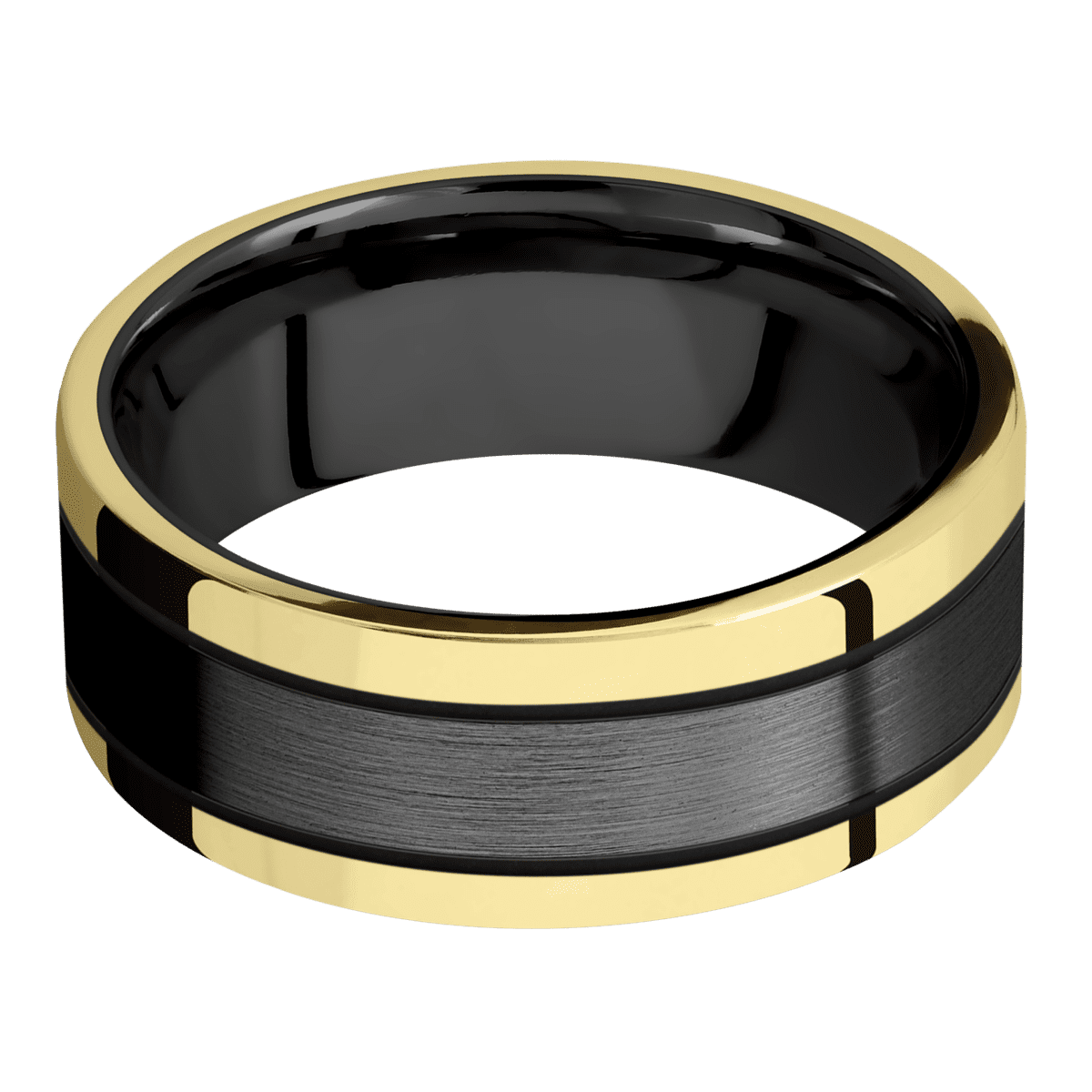 Zirconium with Satin Finish and 14K Yellow Gold Inlay