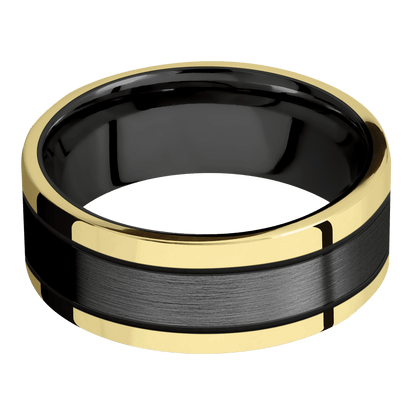 Zirconium with Satin Finish and 14K Yellow Gold Inlay