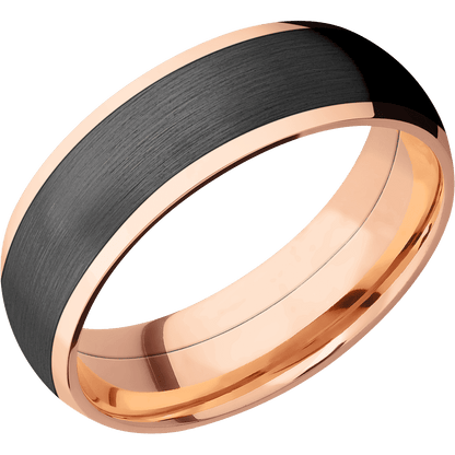 14K Rose Gold with Polish Finish and Zirconium Inlay