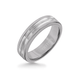 6MM Grey Tungsten Carbide Ring - Center Milgrain 14K White Gold Insert with Round Edge