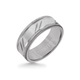 8MM Grey Tungsten Carbide Ring - Bevel Diagonal Cut 14K White Gold Insert with Round Edge