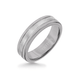 6MM Grey Tungsten Carbide Ring - Step Edge 14K White Gold Insert with Round Edge
