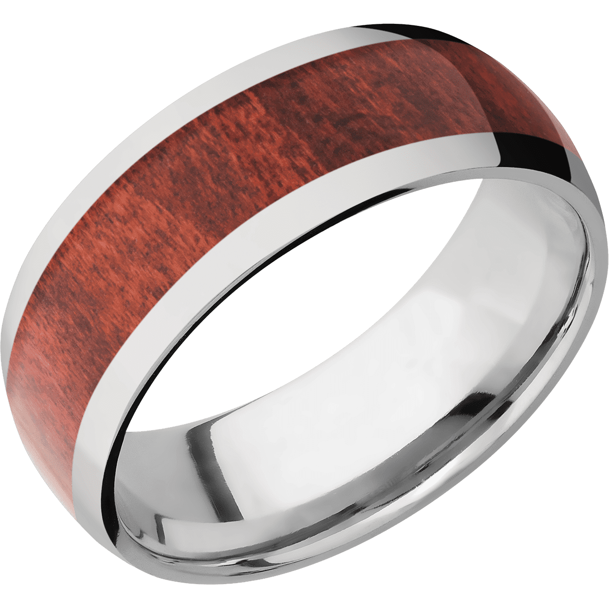 Titanium with Polish Finish and Red Heart Inlay