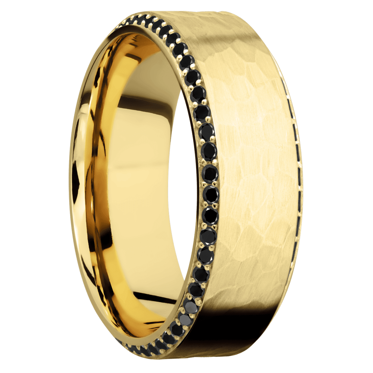 14K Yellow Gold with Hammer , Polish Finish