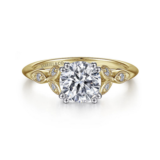 Gabriel & Co | Celia - 14K White-Yellow Gold Round Diamond Engagement Ring