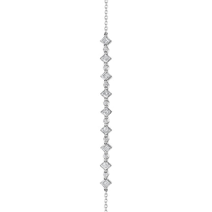 Carré and Round Diamond Bracelet in 18kt White Gold