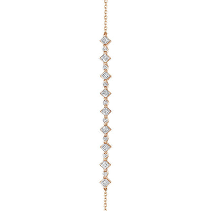 Carré and Round Diamond Bracelet in 18kt Rose Gold