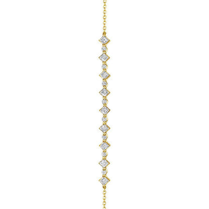 Carré and Round Diamond Bracelet in 18kt Yellow Gold