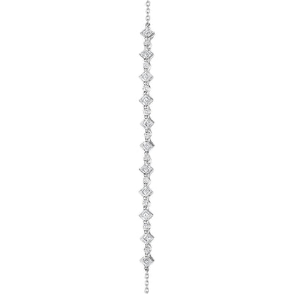 Carré and Round Diamond Bracelet in 18kt White Gold