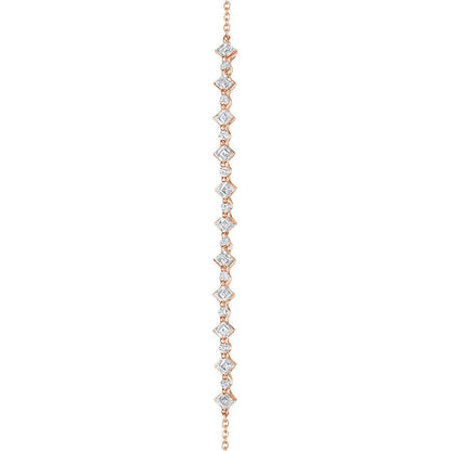 Carré and Round Diamond Bracelet in 18kt Rose Gold
