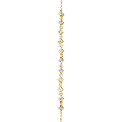 Carré and Round Diamond Bracelet in 18kt Yellow Gold
