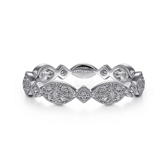 Gabriel & Co | 14K White Gold Marquise Station Cluster Diamond Stackable Ring