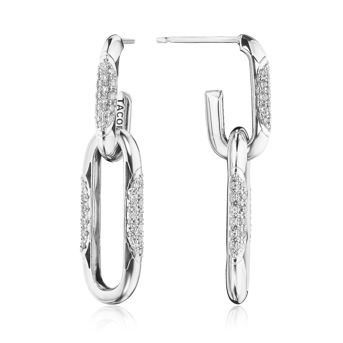 Double Link Earrings, Diamonds