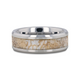 MESOZOIC Men's Tungsten Flat Beveled Wedding Ring with White Dinosaur Bone Inlay - 4mm or 8mm