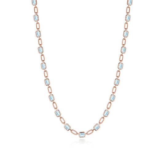 Sky Blue Topaz Link Necklace