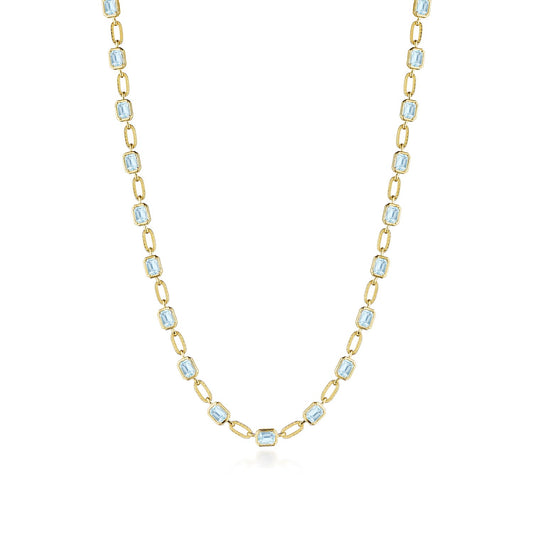 Sky Blue Topaz Link Necklace