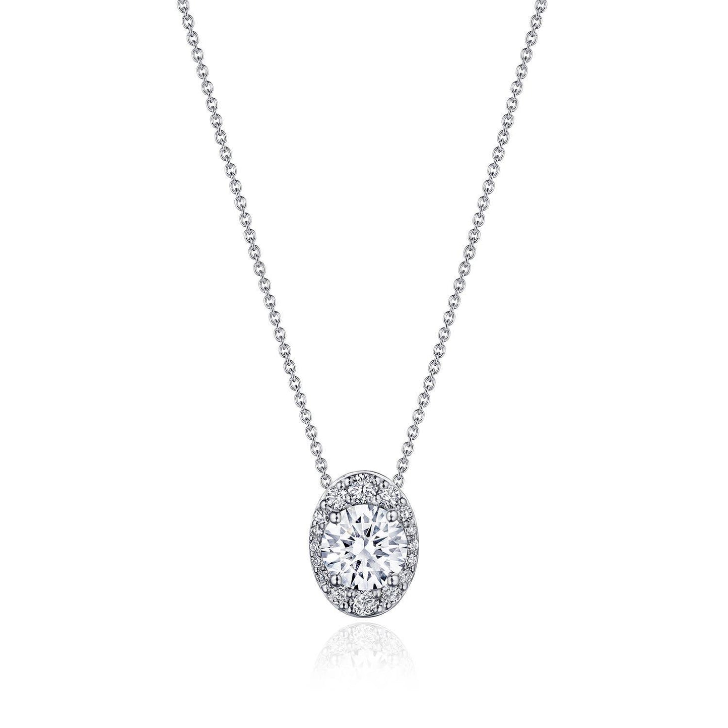 17" Vertical Oval Bloom Diamond Necklace