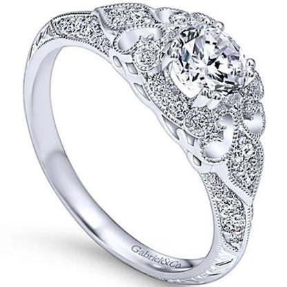 Gabriel "Abel" Round Halo Vintage Diamond Engagement Ring