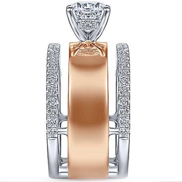 Gabriel "Aiza" Two-Tone Wide Diamond Engagement Ring