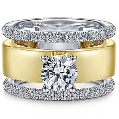 Gabriel "Aiza" Two-Tone Wide Diamond Engagement Ring