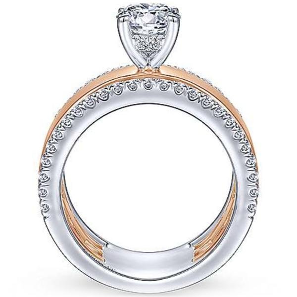 Gabriel "Aiza" Two-Tone Wide Diamond Engagement Ring