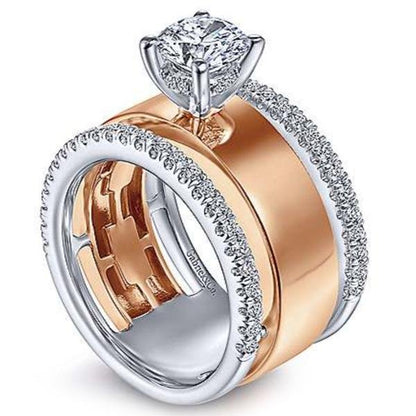 Gabriel "Aiza" Two-Tone Wide Diamond Engagement Ring