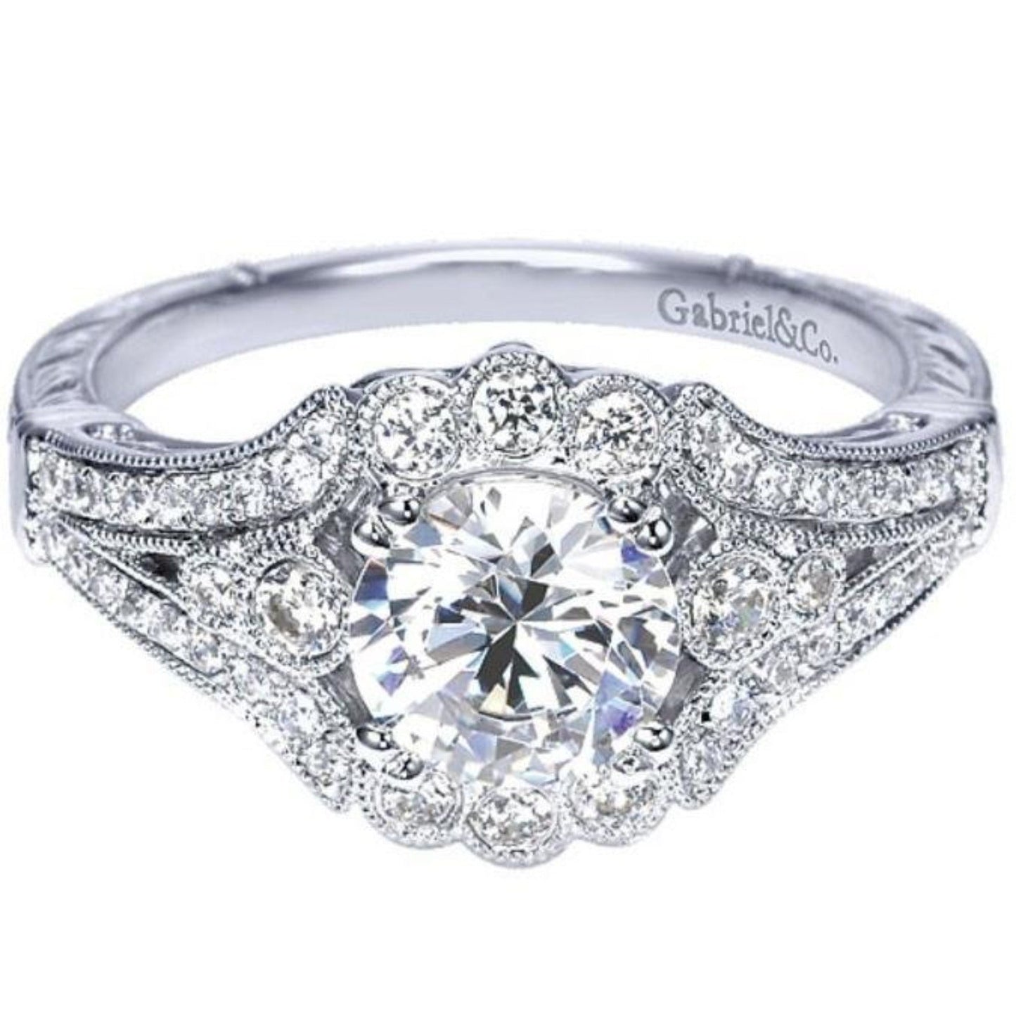 Gabriel & Co. "Armada" Round Halo Diamond Engagement Ring