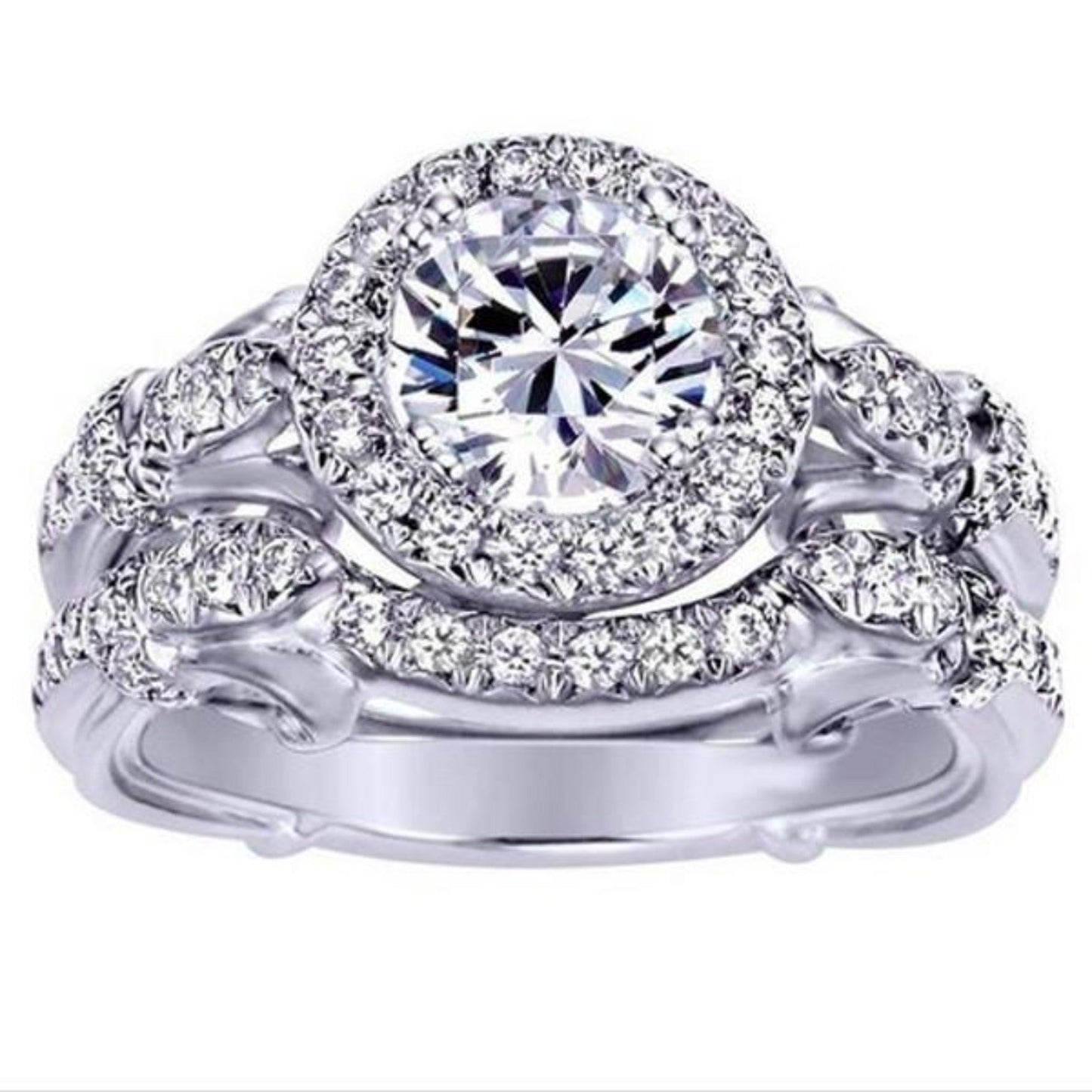 Gabriel & Co. Art Deco Halo Diamond Engagement Ring