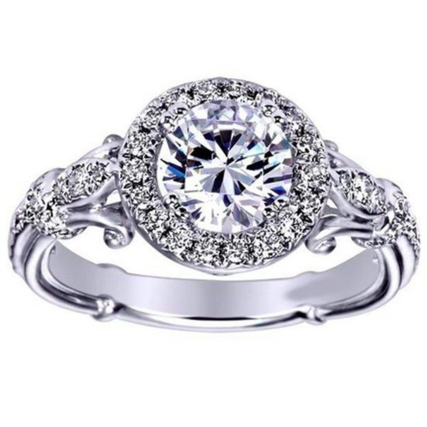 Gabriel & Co. Art Deco Halo Diamond Engagement Ring