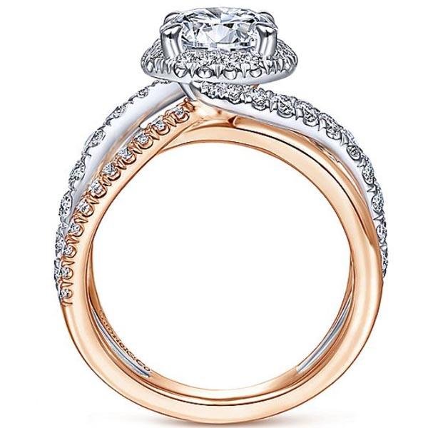 Gabriel Anzura Two-Tone White & Rose Gold Halo Diamond Engagement Ring