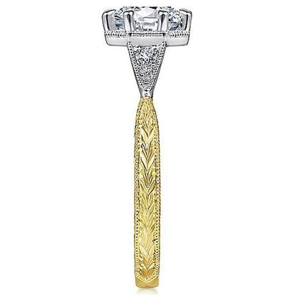 Gabriel Art Deco Inspired Two-Tone Diamond Engagement Ring