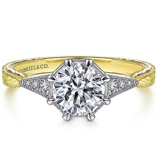 Gabriel Art Deco Inspired Two-Tone Diamond Engagement Ring