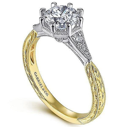 Gabriel Art Deco Inspired Two-Tone Diamond Engagement Ring