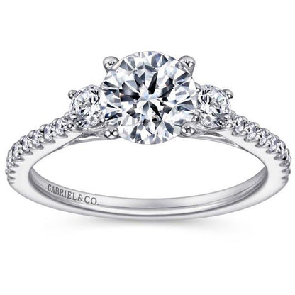 Gabriel Chantal Three Stone Round Diamond Engagement Ring