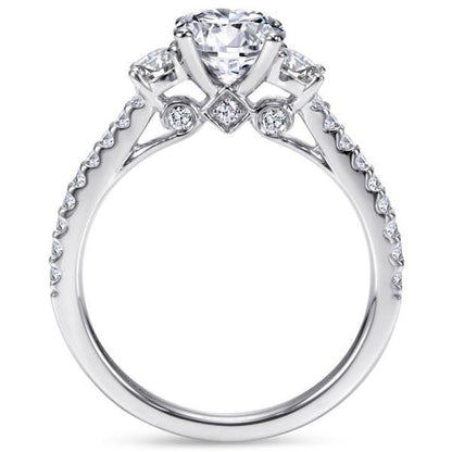 Gabriel Chantal Three Stone Round Diamond Engagement Ring