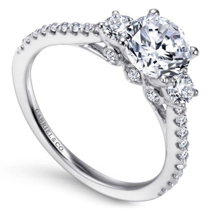 Gabriel Chantal Three Stone Round Diamond Engagement Ring