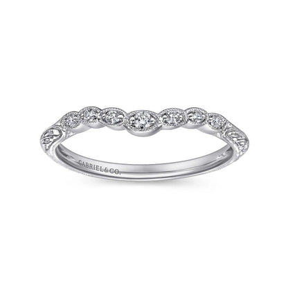 Gabriel & Co. "Chelsea"  Curved Engraved Diamond Wedding Band