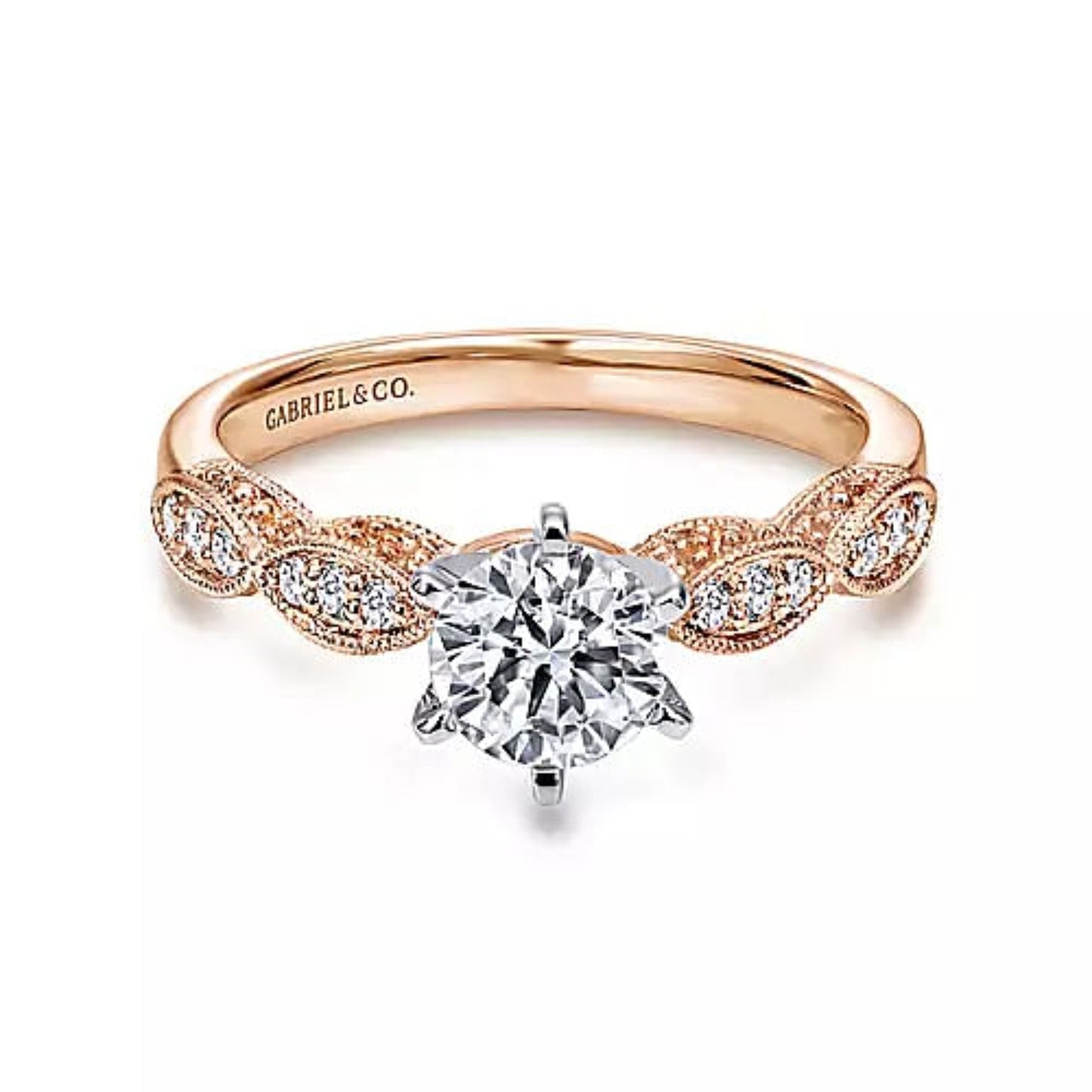 Gabriel & Co. "Clara" Vintage Style Diamond Engagement Ring