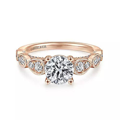 Gabriel & Co. "Garland" Vintage Style Diamond Engagement Ring