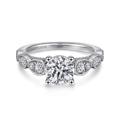 Gabriel & Co. "Garland" Vintage Style Diamond Engagement Ring