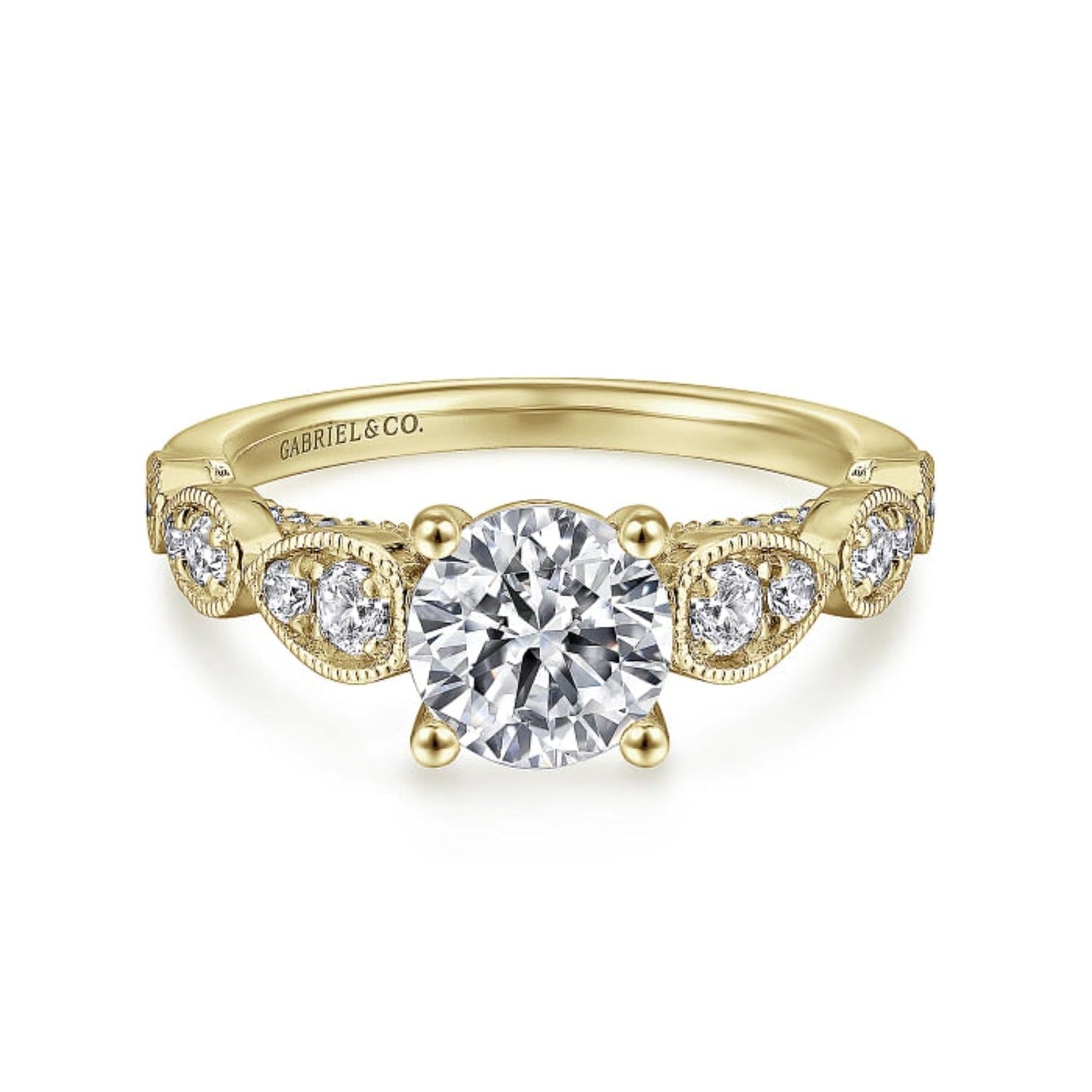 Gabriel & Co. "Garland" Vintage Style Diamond Engagement Ring