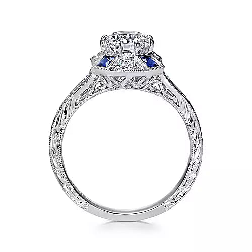 Gabriel & Co. "Girasol" Blue Sapphire Diamond Engagement Ring