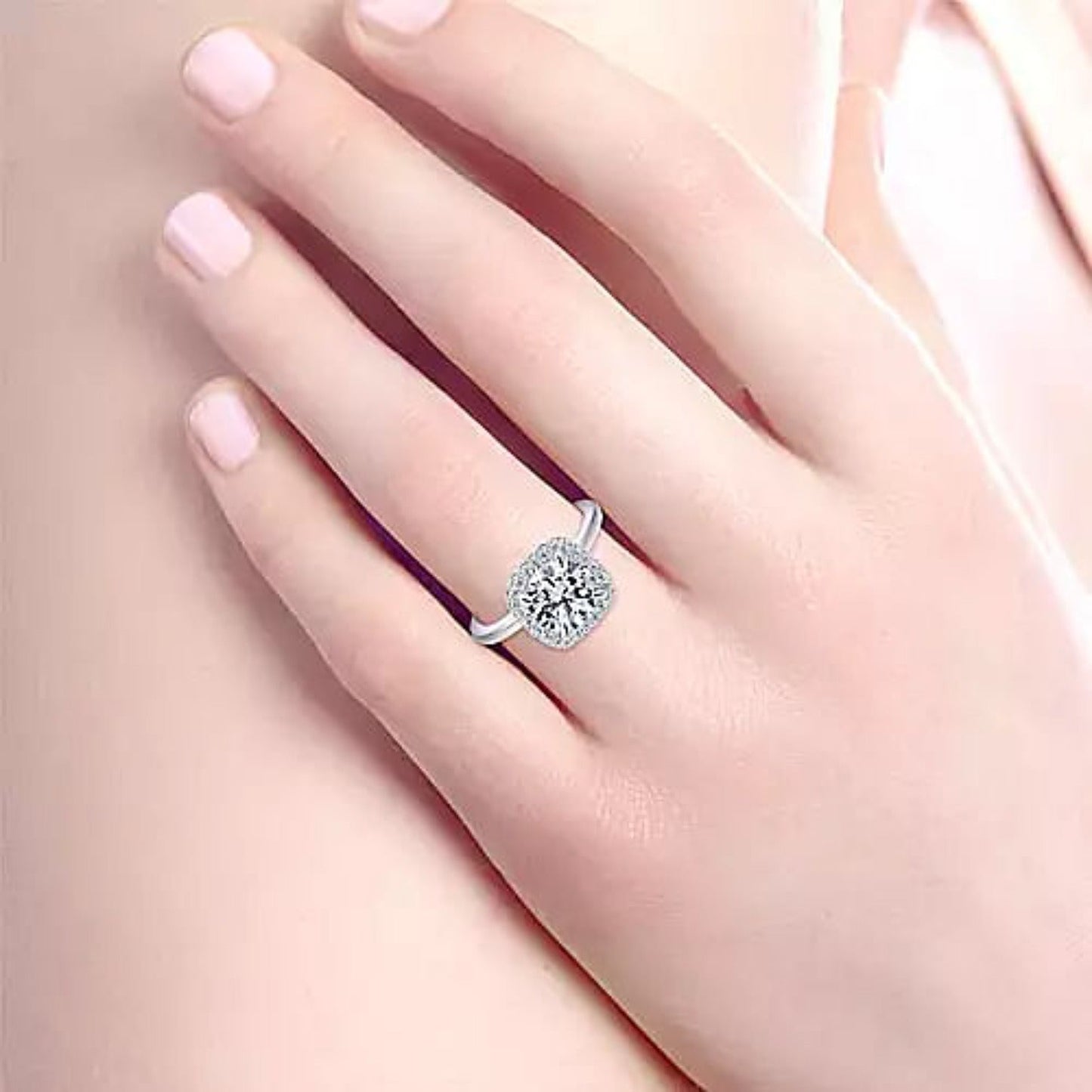 Gabriel & Co. "Graham" Cushion Halo Diamond Engagement Ring