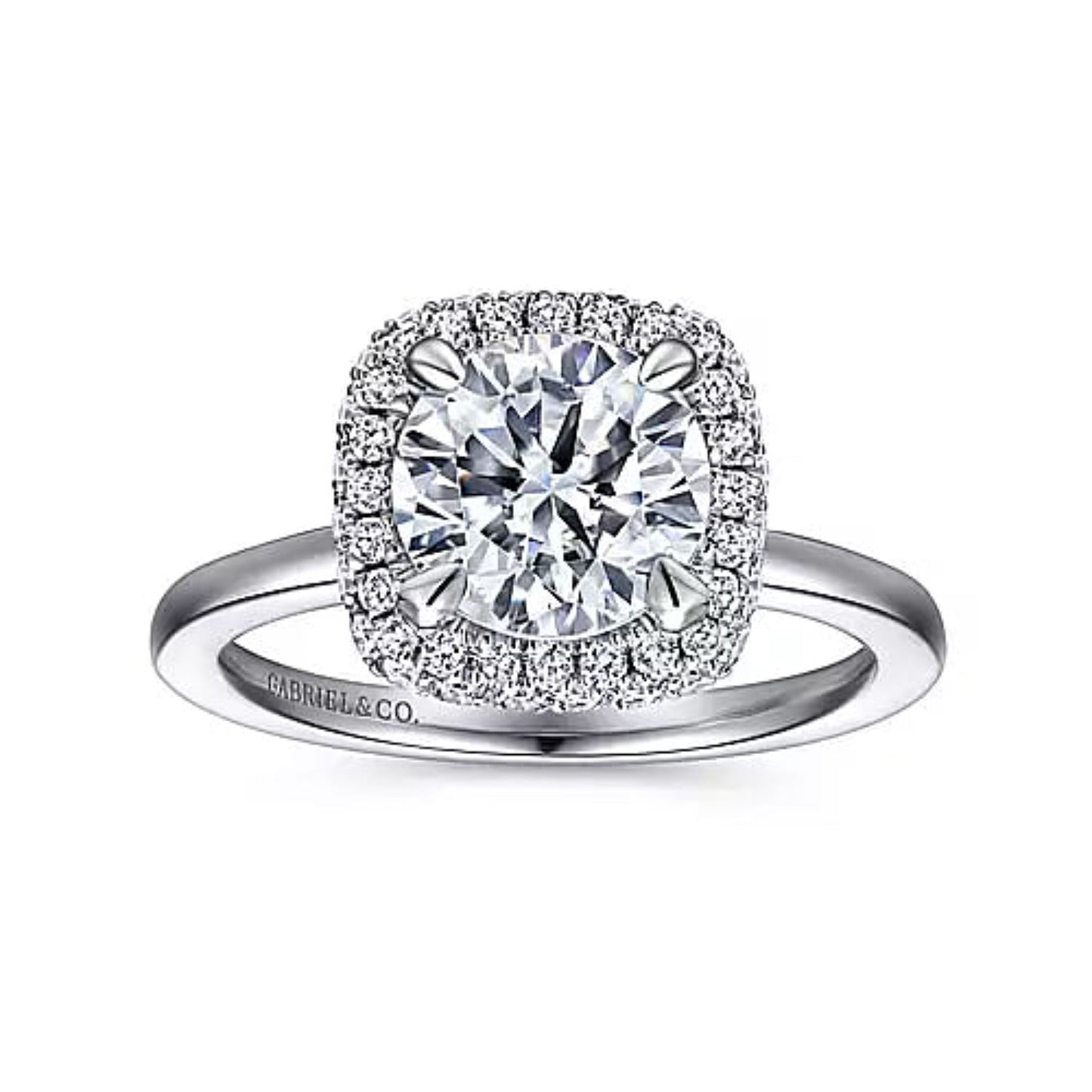 Gabriel & Co. "Graham" Cushion Halo Diamond Engagement Ring