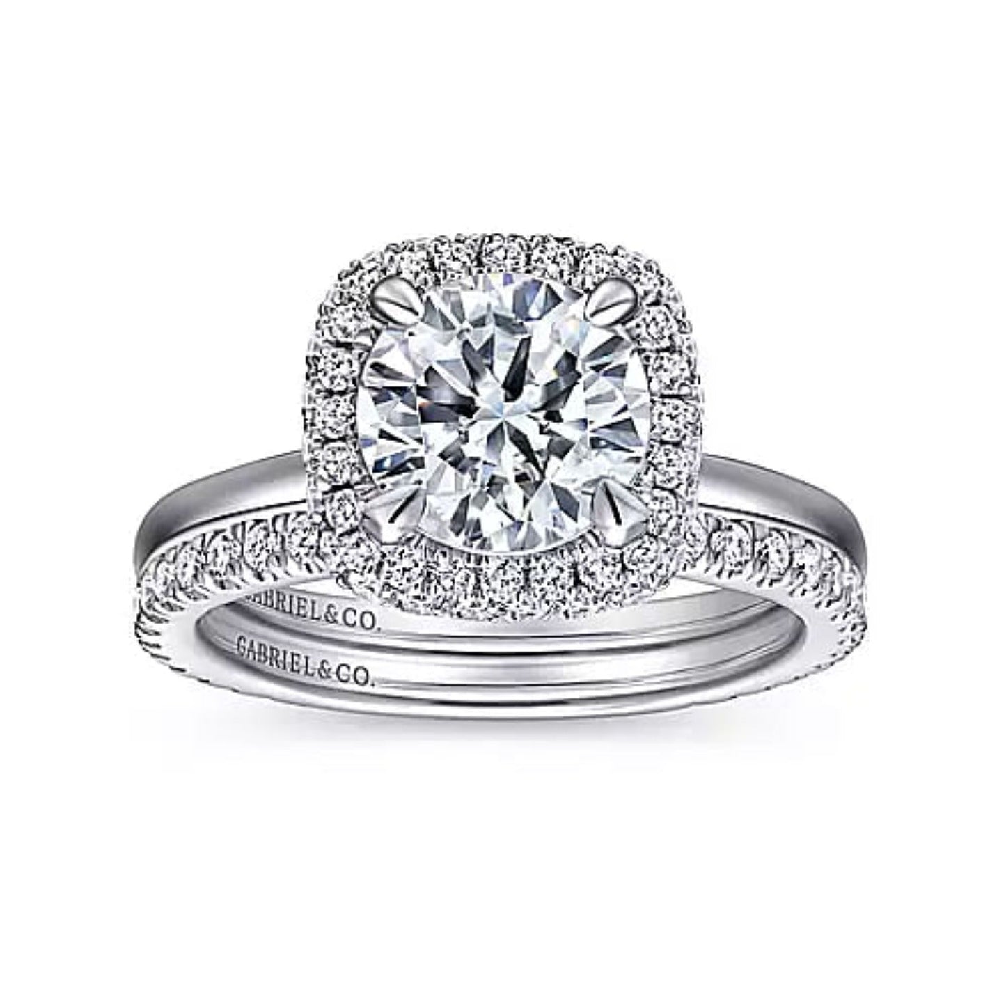 Gabriel & Co. "Graham" Cushion Halo Diamond Engagement Ring